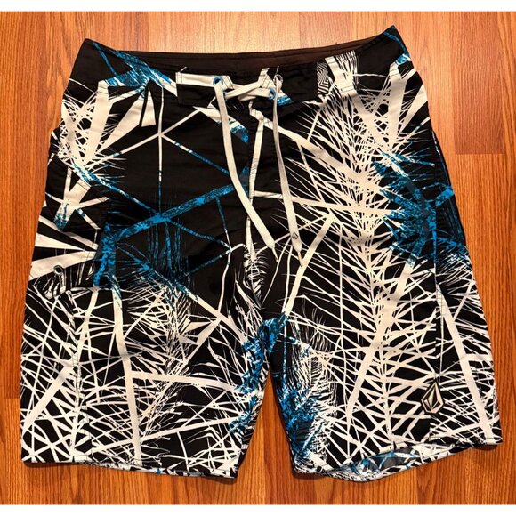 Volcom Board Shorts Mens 33 10" Swim Trunks Grunge AOP Y2K - Picture 1 of 8